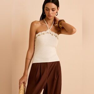 Elegant Cream Halter Top cc11 S